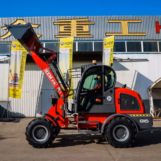 Fournisseur chinois Hzm Compact/Articulé/Multifonctionnel avec godet moteur CE/Euro 5/Fourche/Accessoires/Cabine/Rops/Roll Bar 816 Mini chargeur pour les ventes/Jardin